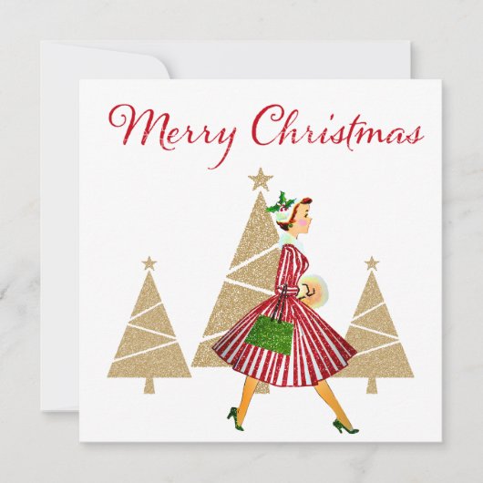 1950 kerstwinkels feestdagenkaart (Voorkant)