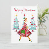 1950  kerstwinkels feestdagenkaart (Staand voorkant)