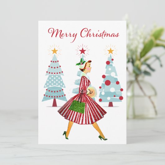 1950  kerstwinkels feestdagenkaart (Staand voorkant)