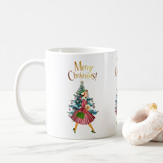 1950 kerstwinkels koffiemok (Met donut)