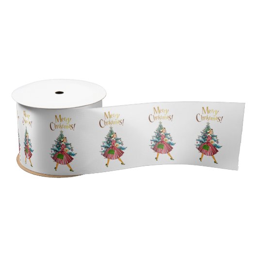 1950  kerstwinkels satijnen lint (Spoel)