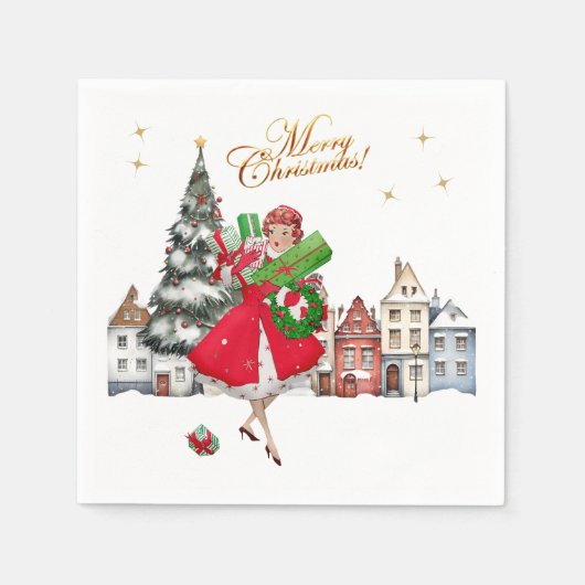 1950  kerstwinkels servet (Voorkant)