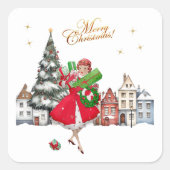 1950  kerstwinkels vierkante sticker (Voorkant)