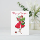 1950  kerstwinkels voor kerstcadeautjes briefkaart (Staand voorkant)