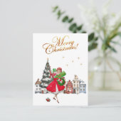 1950  kerstwinkels voor kerstcadeautjes feestdagenkaart (Staand voorkant)