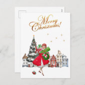 1950  kerstwinkels voor kerstcadeautjes feestdagenkaart (Voorkant / Achterkant)