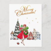 1950  kerstwinkels voor kerstcadeautjes feestdagenkaart (Voorkant)