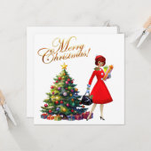 1950  kerstwinkels voor kerstcadeautjes kaart (Voorkant / Achterkant in situ)