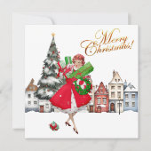 1950 kerstwinkels voor kerstcadeautjes kaart (Voorkant)