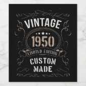  1950 Limited Edition Custom made Wijn Etiket (Enkel label)