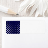 1950 marineblauw met witte stippen etiket (Insitu)