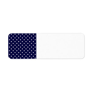 1950 marineblauw met witte stippen etiket