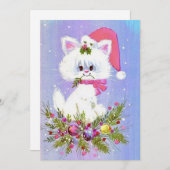 1950 met een vrolijke kerstkat feestdagenkaart (Voorkant / Achterkant)