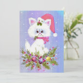 1950 met een vrolijke kerstkat feestdagenkaart (Staand voorkant)