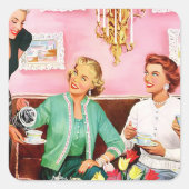 1950 Middagthee Vierkante Sticker (Voorkant)