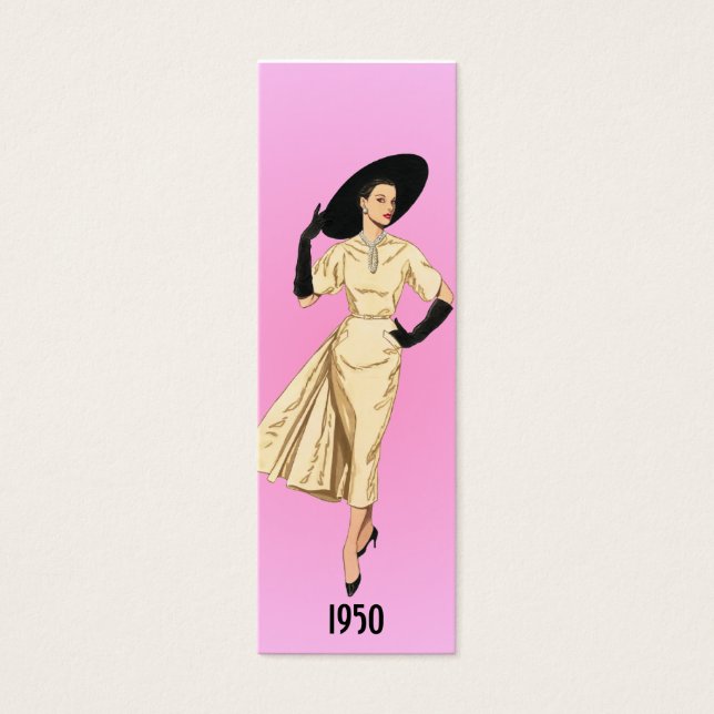 1950 Mode Bladwijzer Mini Visitekaartjes (Voorkant)