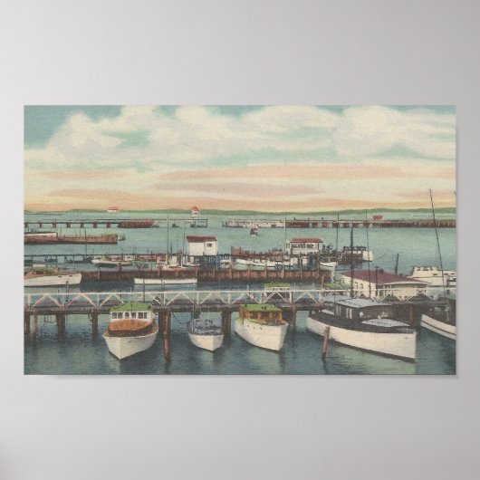 1950 Ocean City, MD Charter Vist Boat Dock Poster (Voorkant)