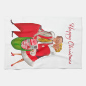 1950 Paar met Kerstcadeauzak Theedoek (Horizontaal)