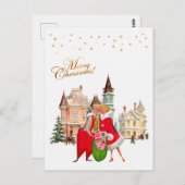 1950  paar Vrolijk kerstfeest Briefkaart (Voorkant / Achterkant)