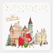 1950  paar Vrolijk kerstfeest Vierkante Sticker (Voorkant)