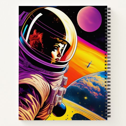 1950 Pulp Illustratie Vrouw Space Age Notitieboek (Achterkant)