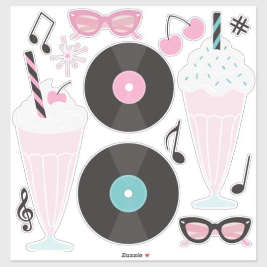 1950 Retro Diner Stickers - Sock Hop Rock en Rol (Vel)