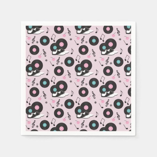 1950 Retro Diner Verjaardag servetten - Sock Hop R (Voorkant)