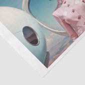 1950 retro futurisme geëmancipeerde vrouw in roze tissuepapier (Detail)