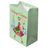 1950 Retro Kerst Dame Medium Cadeauzakje (Achterkant Gekanteld)