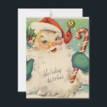 1950 Retro Vintage Kerstman met snoepriet Feestdagenkaart<br><div class="desc">In de jaren '50 is de kerstman van de Retro Vintage met snoeprietfeestdag Kaart.</div>