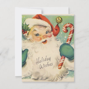 1950 Retro Vintage Kerstman met snoepriet Feestdagenkaart