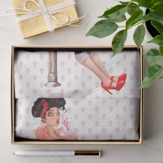 1950 Rockabilly Pinup Milkshake Maven Decoupage Tissuepapier (Geschenk)