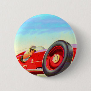 1950 rode racewagen ronde button 5,7 cm