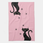 1950-stijl Black Cat, roze Theedoek (Verticaal)