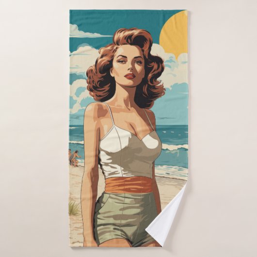 1950 Strandmeisje Bad Handdoek (Badhanddoek)