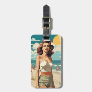 1950 Strandmeisje Bagagelabel