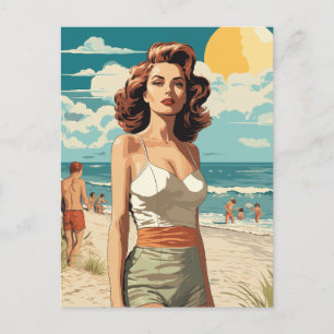 1950 Strandmeisje Briefkaart