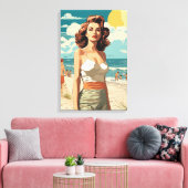 1950 Strandmeisje Canvas Afdruk (Insitu (Woonkamer))