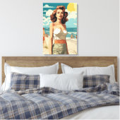 1950 Strandmeisje Canvas Afdruk (Insitu (Slaapkamer))