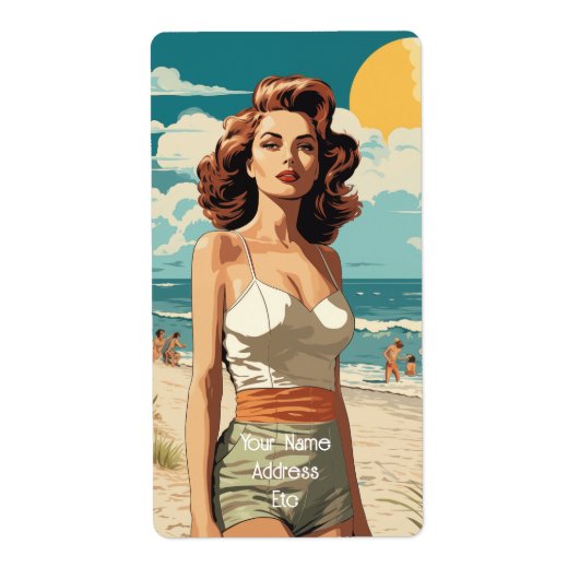 1950 Strandmeisje Etiket (Voorkant)