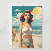 1950 Strandmeisje Kaart (Voorkant)