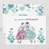 1950 Vintage bruiloft bruidsmeisje Kaart (Voorkant / Achterkant)