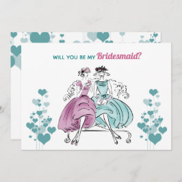 1950 Vintage bruiloft bruidsmeisje Kaart