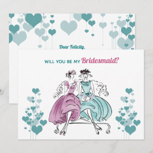 1950 Vintage bruiloft bruidsmeisje Kaart