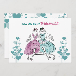 1950 Vintage bruiloft bruidsmeisje Kaart