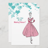 1950 Vintage bruiloft Maid of Honor Kaart (Voorkant / Achterkant)