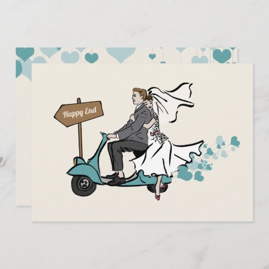 1950 Vintage bruiloft uitnodiging (Voorkant / Achterkant)