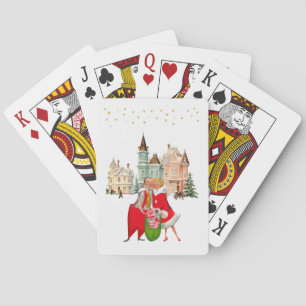 1950 Vintage Christmas Couple gouden sterren Pokerkaarten