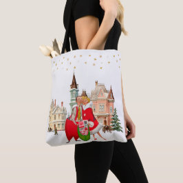 1950 Vintage Christmas Couple gouden sterren Tote Bag