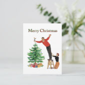1950 Vintage Couple Merry Christmas Feestdagenkaart (Staand voorkant)